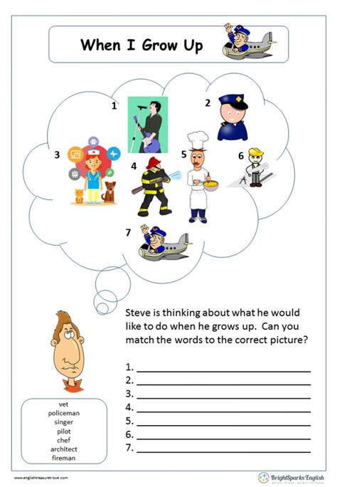 When I grow up interactive worksheet